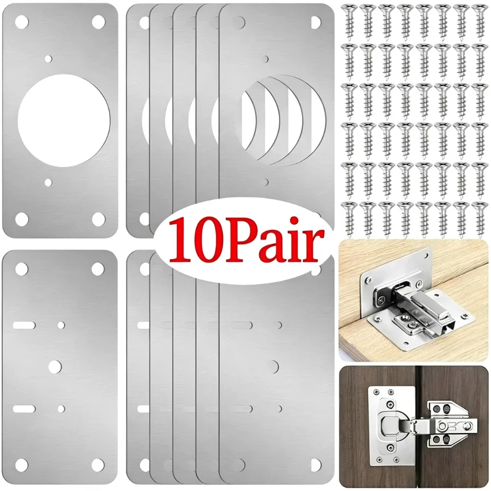 Furniture Hardware Replacement Parts - 10/1Pairs Hinge Repair Plate Kitchen Cabinet