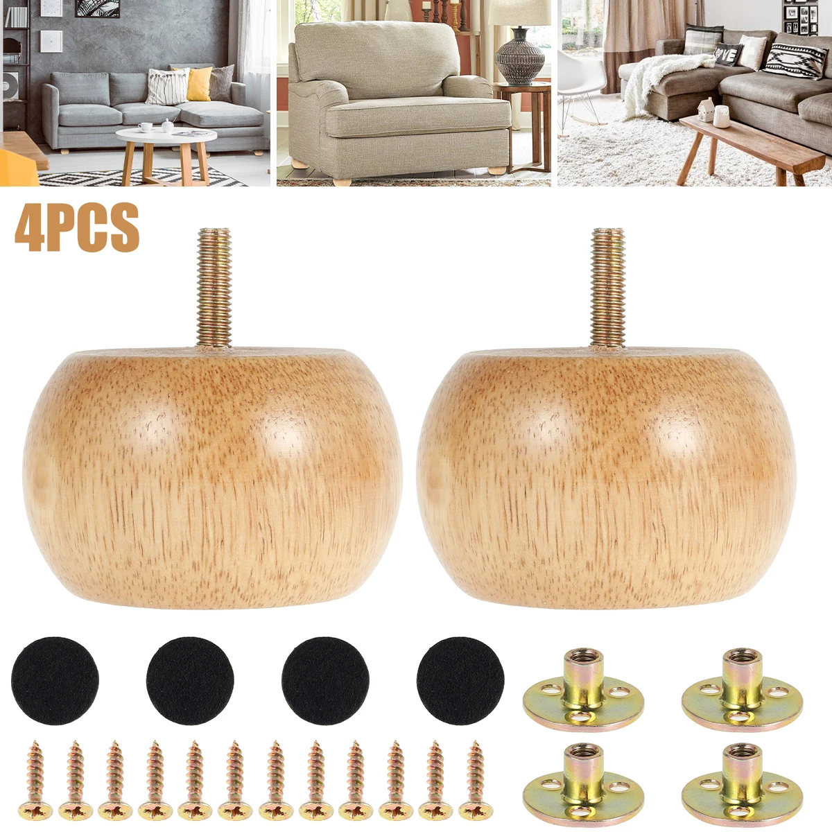 4/8PCS Furniture Legs Wooden F - Furniture Leg Set recension och pris