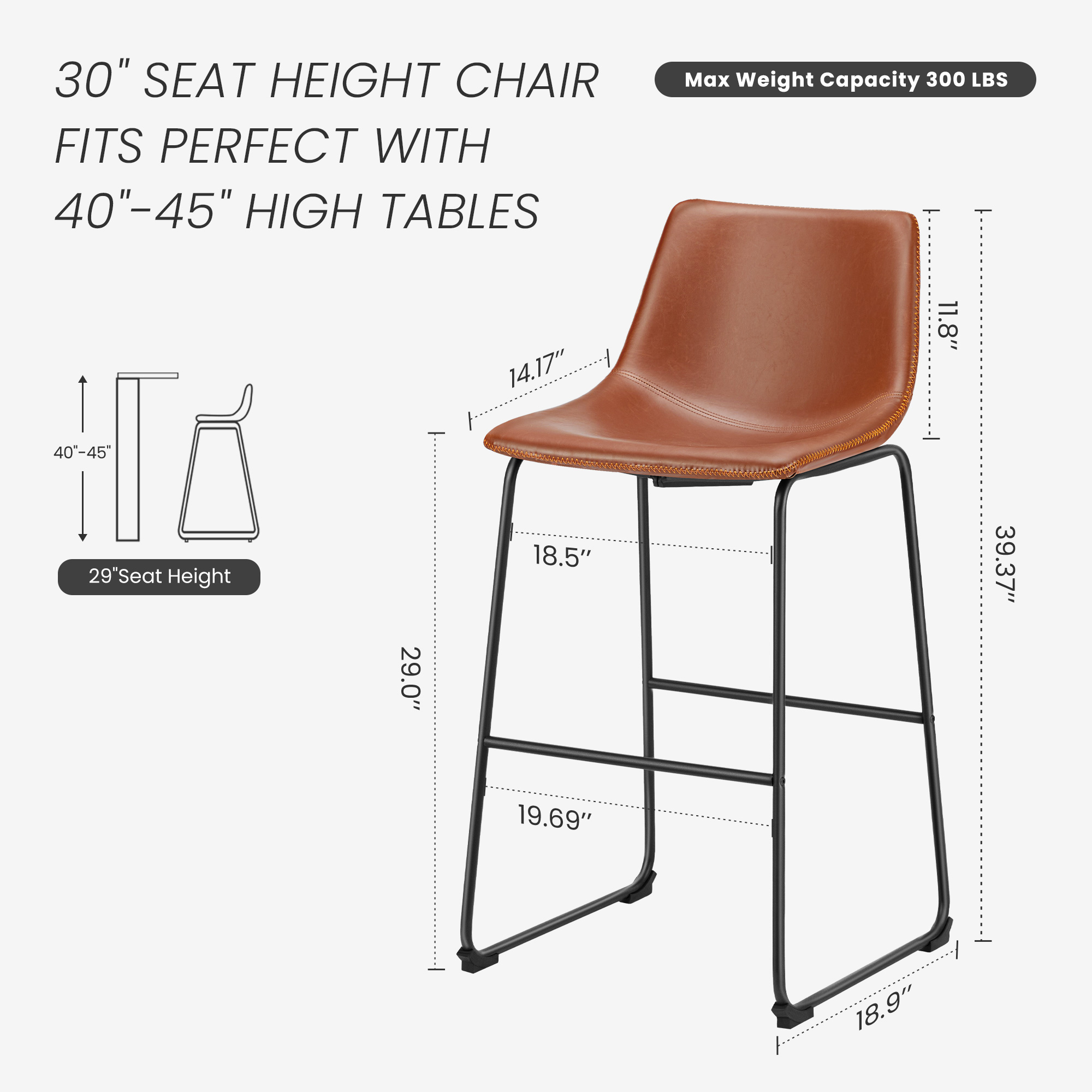 JHK Modern Counter Height Bar  - Furniture Leg Set recension och pris